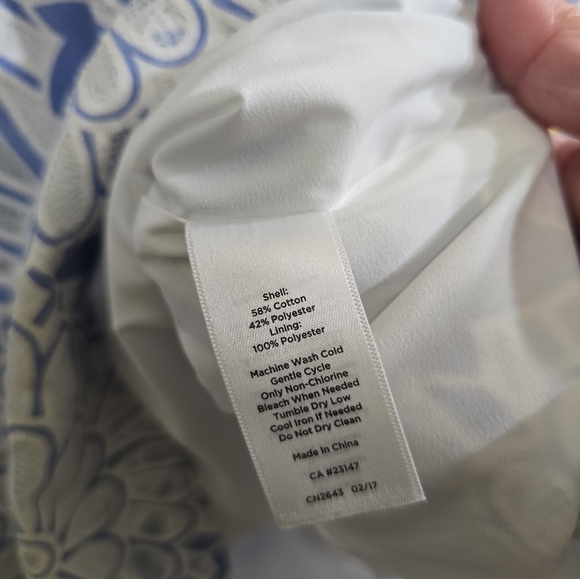 Talbots Periwinkle and White Mesh Lace Overlay Shift Dress Lined 10 - Picture 9 of 9